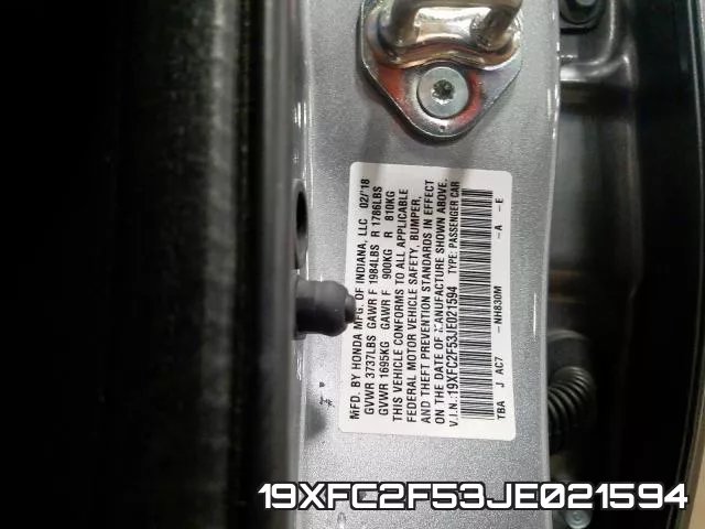 19XFC2F53JE021594 фото 2