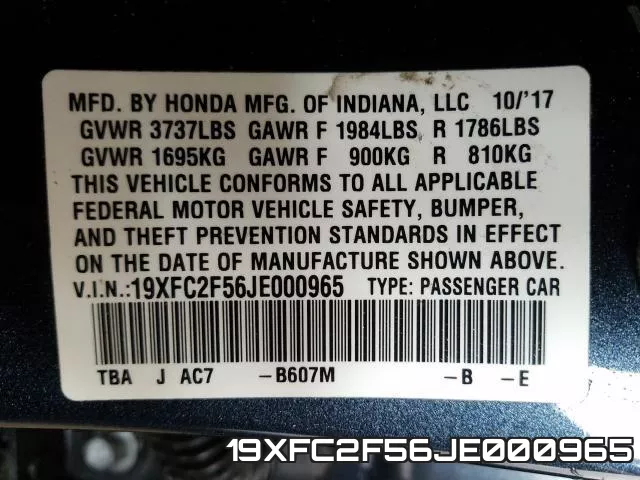 19XFC2F56JE000965 фото 2