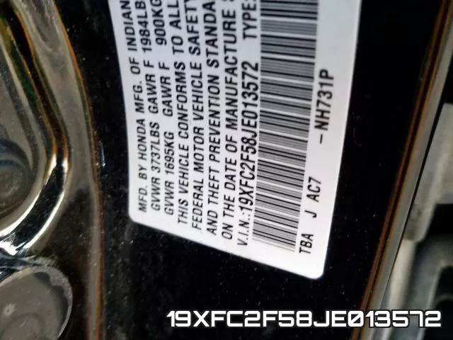19XFC2F58JE013572 фото 2