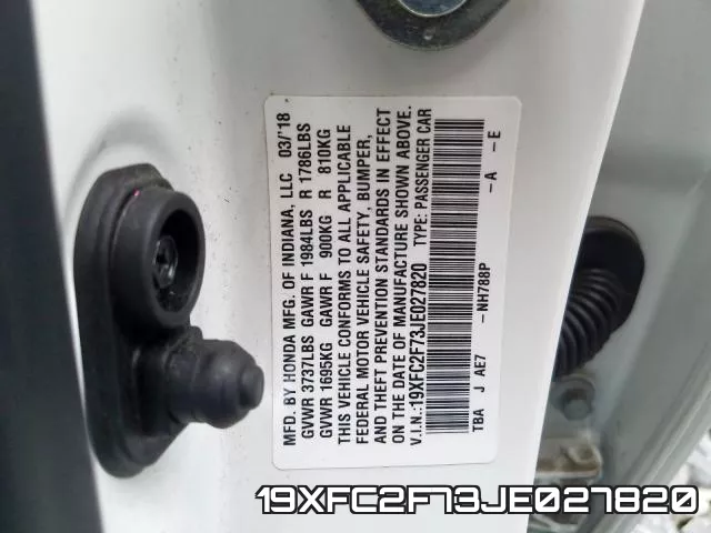 19XFC2F73JE027820 фото 2