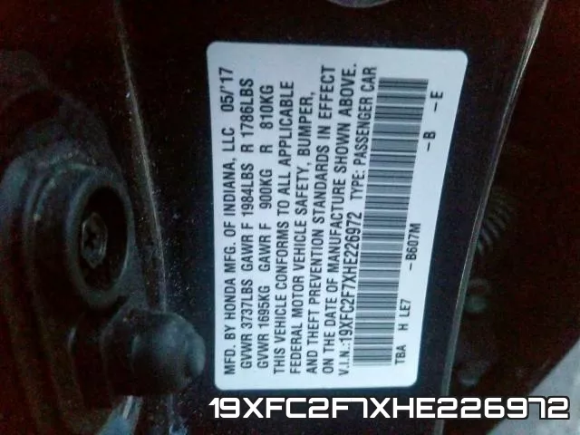 19XFC2F7XHE226972 фото 2