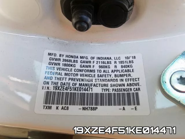 19XZE4F51KE014471 фото 2