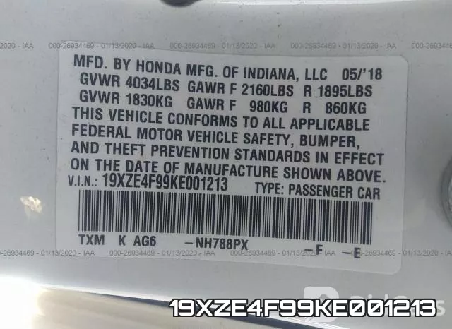 19XZE4F99KE001213 фото 10