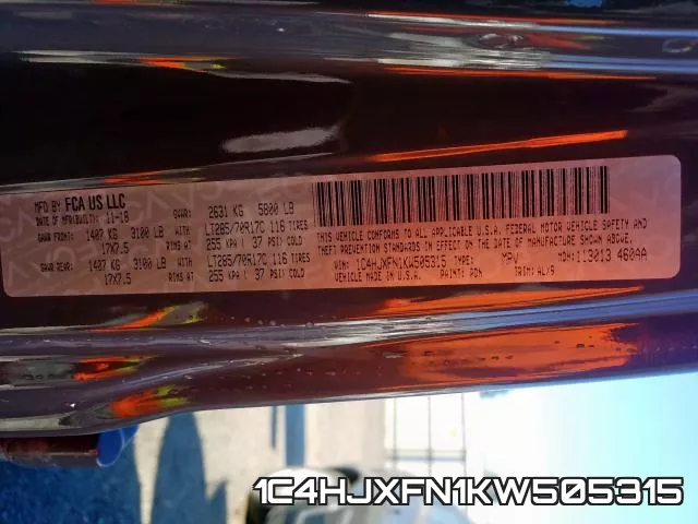 1C4HJXFN1KW505315 фото 2
