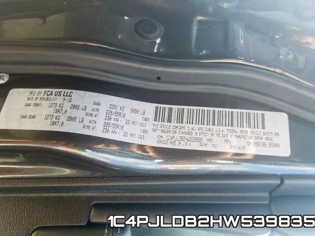 1C4PJLDB2HW539835 фото 2