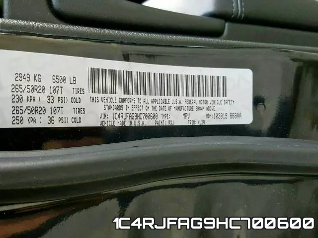 1C4RJFAG9HC700600 фото 2