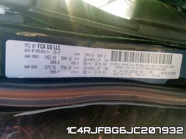 1C4RJFBG6JC207932 фото 2