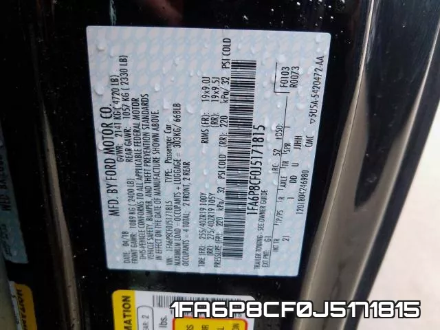 1FA6P8CF0J5171815 фото 2