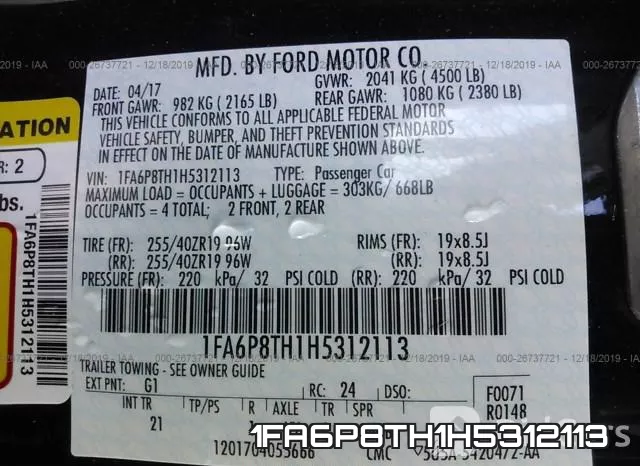 1FA6P8TH1H5312113 фото 10