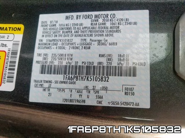 1FA6P8TH7K5105832 фото 2