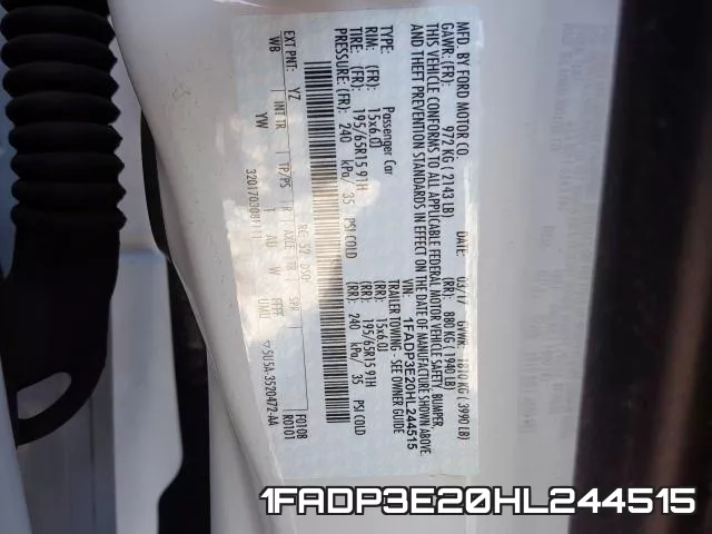 1FADP3E20HL244515 фото 2