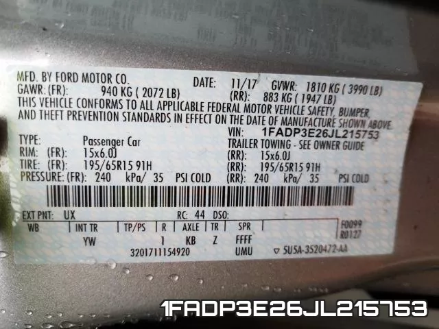 1FADP3E26JL215753 фото 2