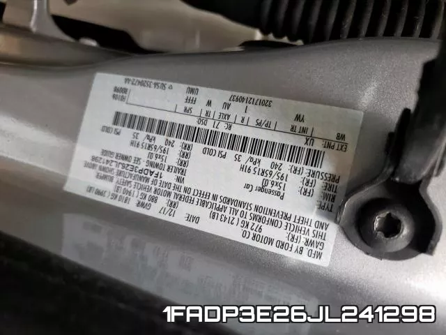 1FADP3E26JL241298 фото 2