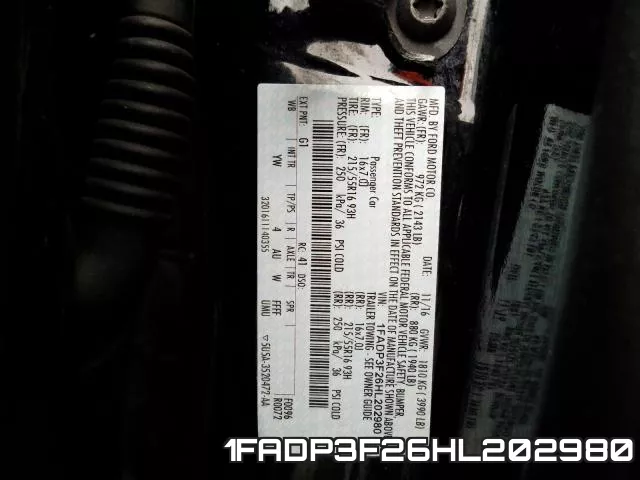 1FADP3F26HL202980 фото 2