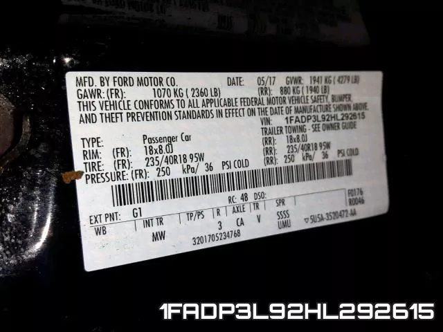 1FADP3L92HL292615 фото 2