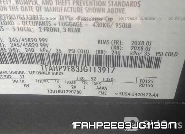 1FAHP2E83JG113917 фото 10