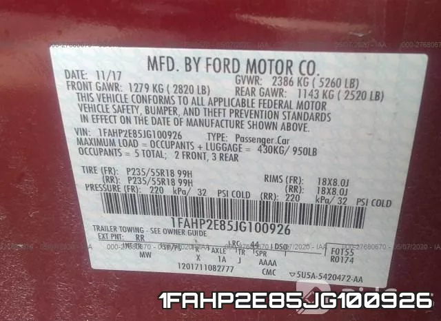 1FAHP2E85JG100926 фото 10