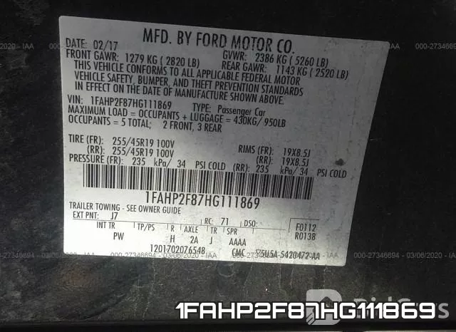 1FAHP2F87HG111869 фото 10