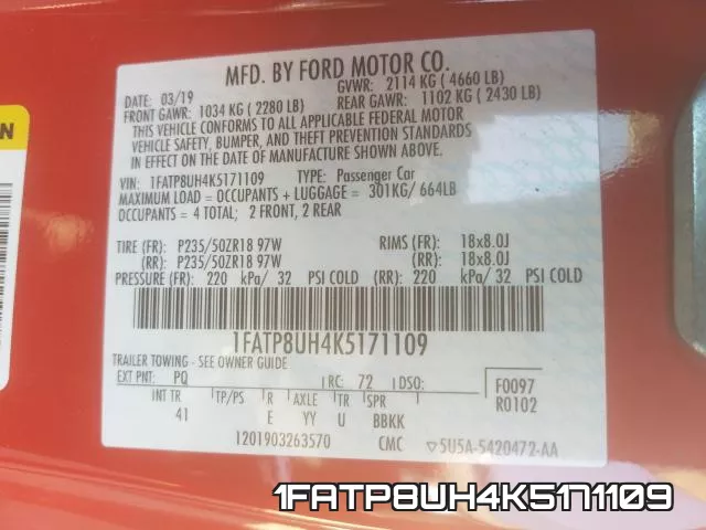 1FATP8UH4K5171109 фото 2