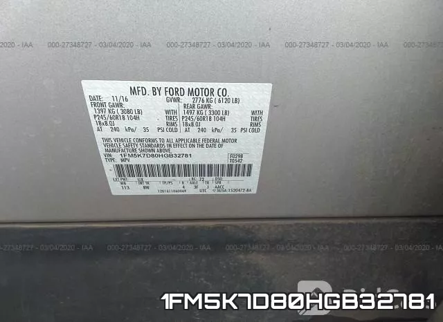 1FM5K7D80HGB32781 фото 10