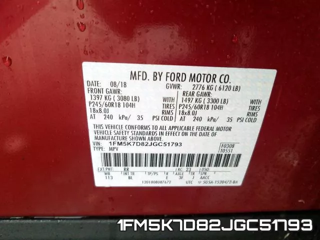 1FM5K7D82JGC51793 фото 2