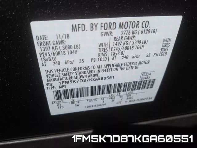 1FM5K7D87KGA60551 фото 2