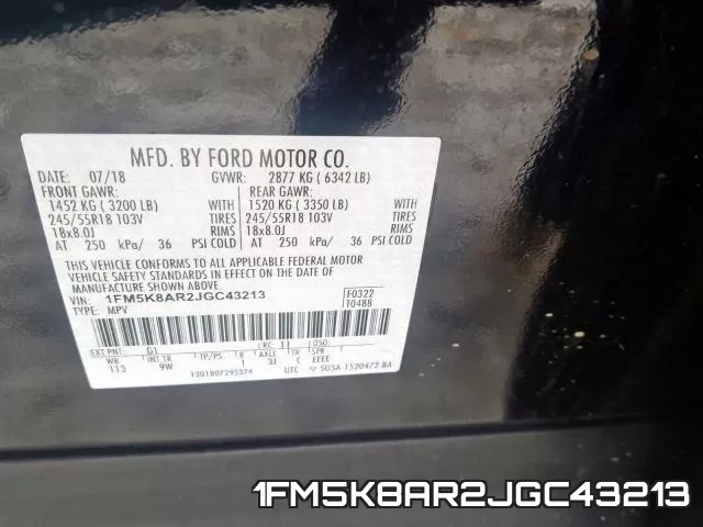 1FM5K8AR2JGC43213 фото 2