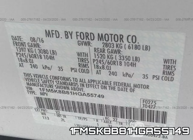 1FM5K8B81HGA55749 фото 10