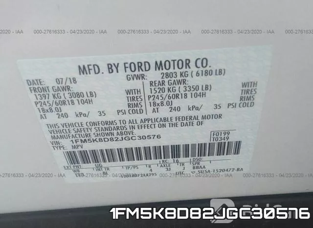1FM5K8D82JGC30576 фото 10