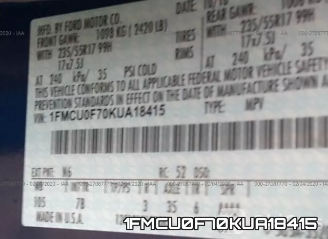 1FMCU0F70KUA18415 фото 10