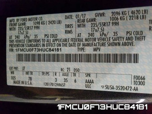 1FMCU0F73HUC84181 фото 2