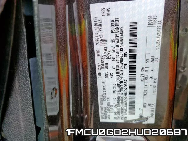 1FMCU0GD2HUD20687 фото 2