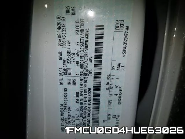 1FMCU0GD4HUE63026 фото 2