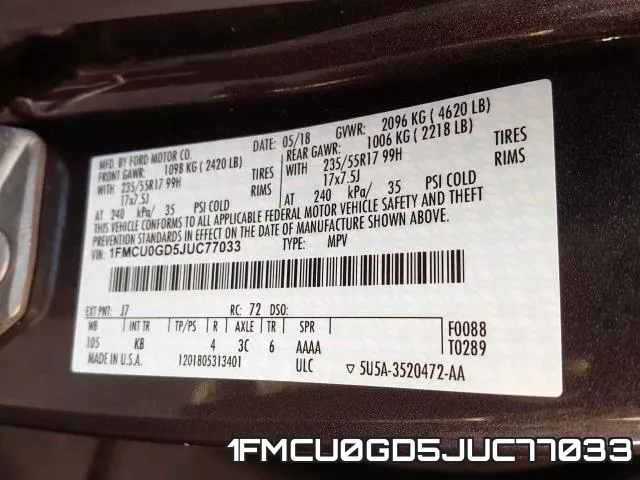 1FMCU0GD5JUC77033 фото 2