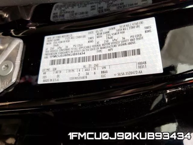 1FMCU0J90KUB93434 фото 2