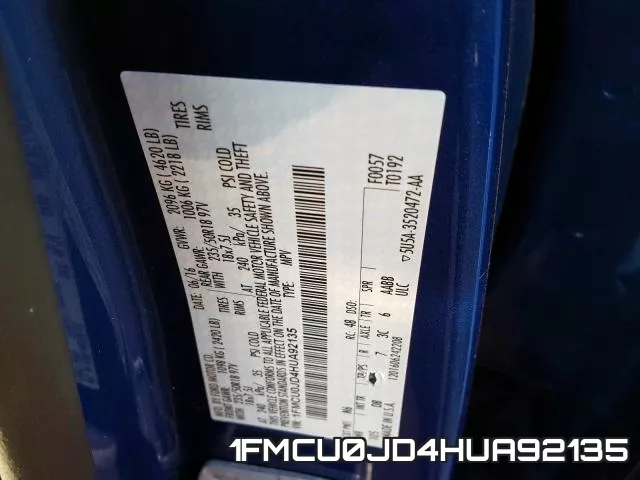 1FMCU0JD4HUA92135 фото 2