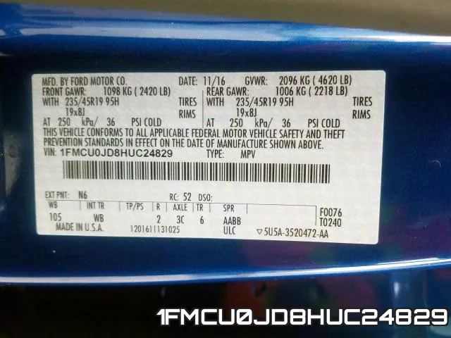 1FMCU0JD8HUC24829 фото 2