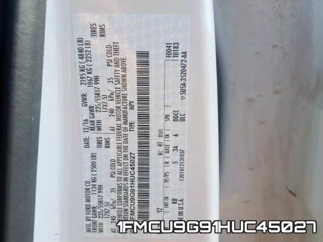 1FMCU9G91HUC45027 фото 2