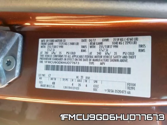 1FMCU9GD6HUD77673 фото 2