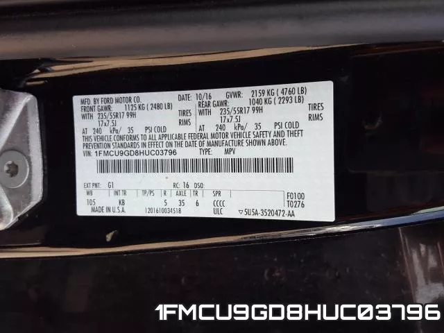 1FMCU9GD8HUC03796 фото 2