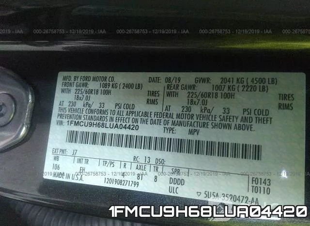 1FMCU9H68LUA04420 фото 10