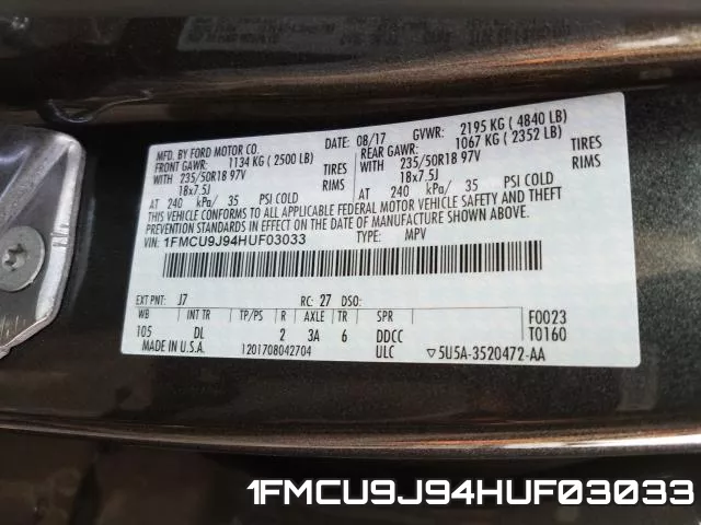 1FMCU9J94HUF03033 фото 2