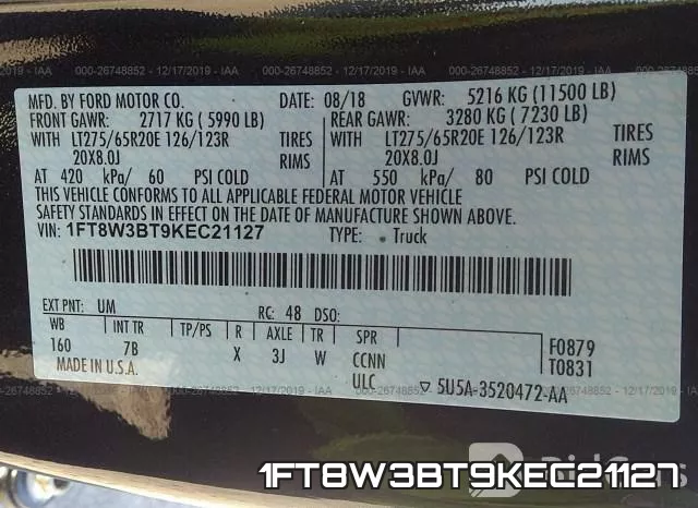1FT8W3BT9KEC21127 фото 10
