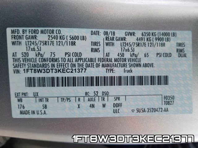 1FT8W3DT3KEC21377 фото 2