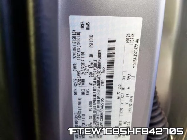 1FTEW1C85HFB42705 фото 2