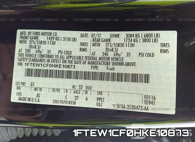 1FTEW1CF0HKE10873 фото 10