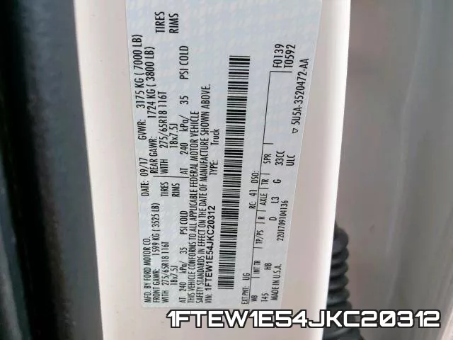 1FTEW1E54JKC20312 фото 2