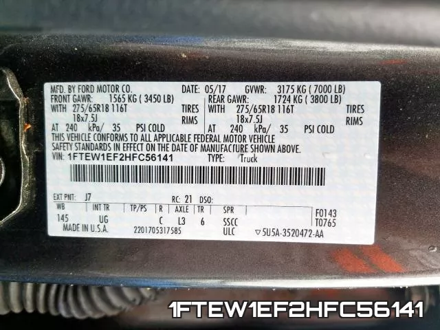1FTEW1EF2HFC56141 фото 2