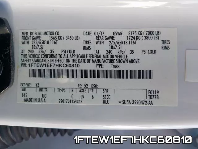 1FTEW1EF7HKC60810 фото 2