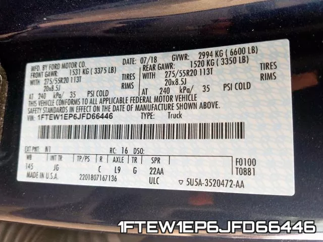 1FTEW1EP6JFD66446 фото 2